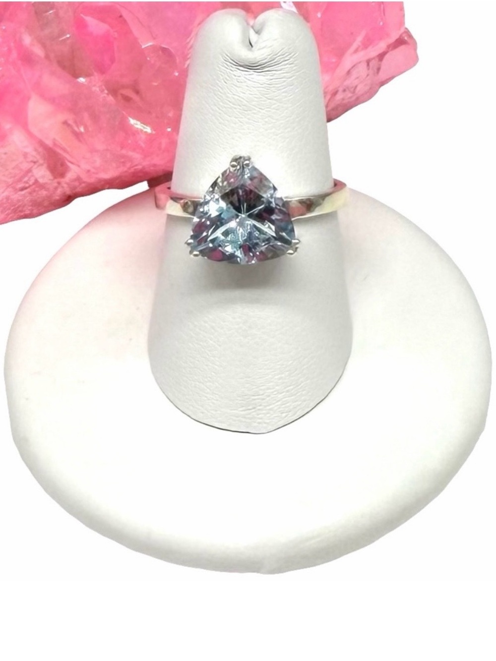 Blue Topaz Ring Size 7 Solid 925 Sterling Silver Trillion Cut Faceted Stone